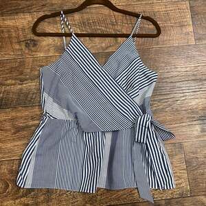 Banana Republic  Blue and White Striped Faux Wrap Tie Cami Tank Top